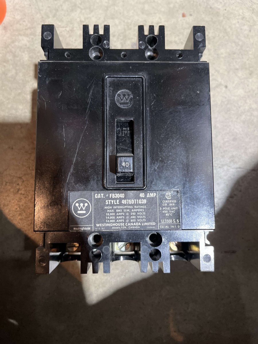 Westinghouse / Cutler-Hammer FB3040 Molded-Case Circuit Breaker – 40A, 3-Pole, 600V