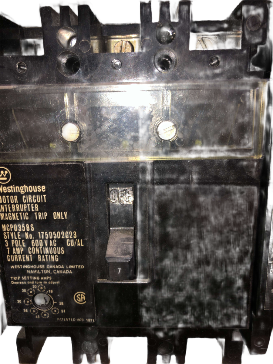 Westinghouse / Cutler-Hammer MCP0358S Motor Circuit Protector – 7A, 3-Pole, 600V – Style 175D502G23