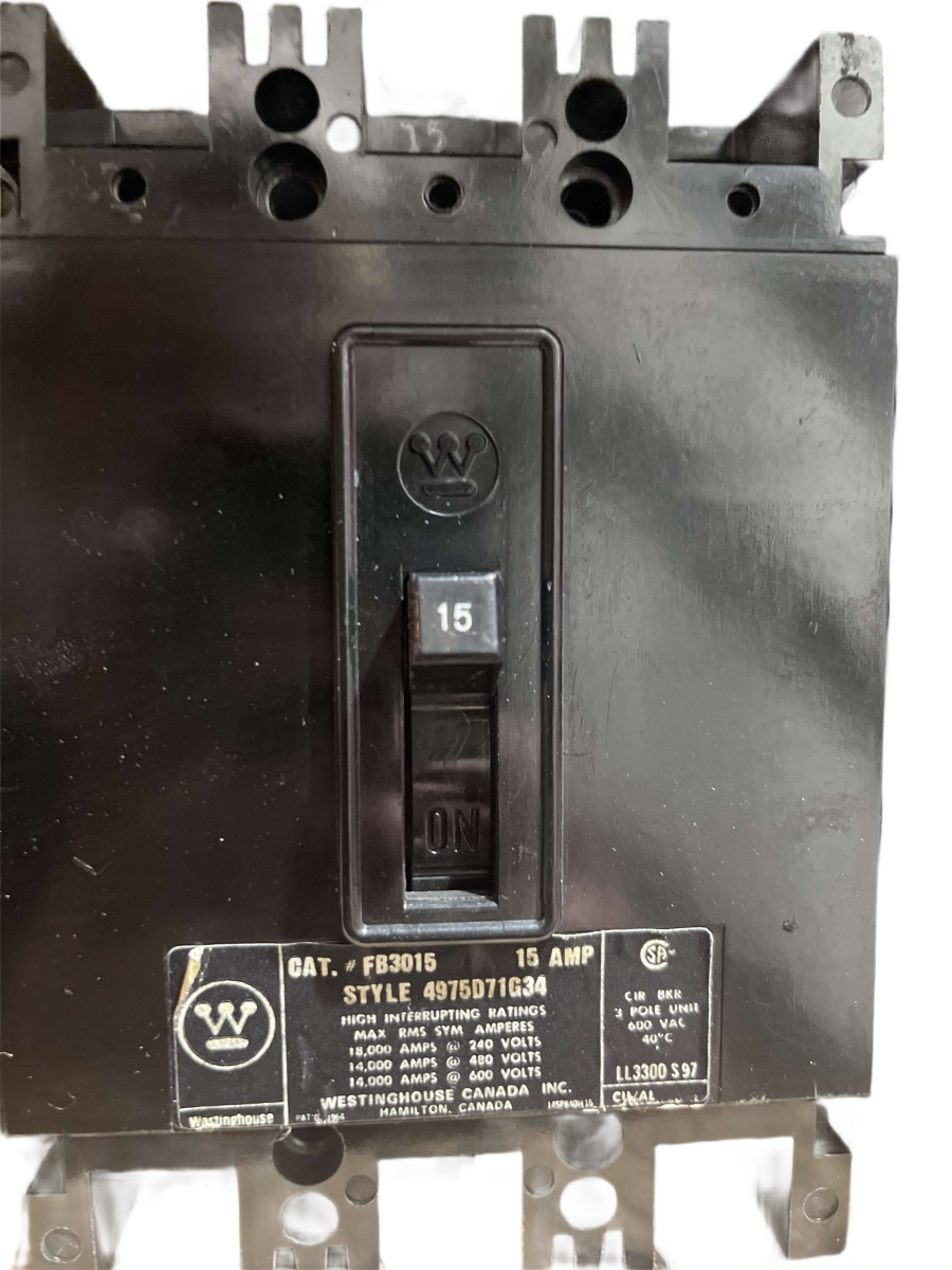 Westinghouse / Cutler-Hammer FB3015 Molded-Case Circuit Breaker – 15A, 3-Pole, 600V
