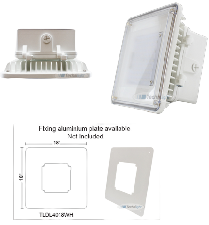 40W White LED Canopy Light – 4000K, 100–277V