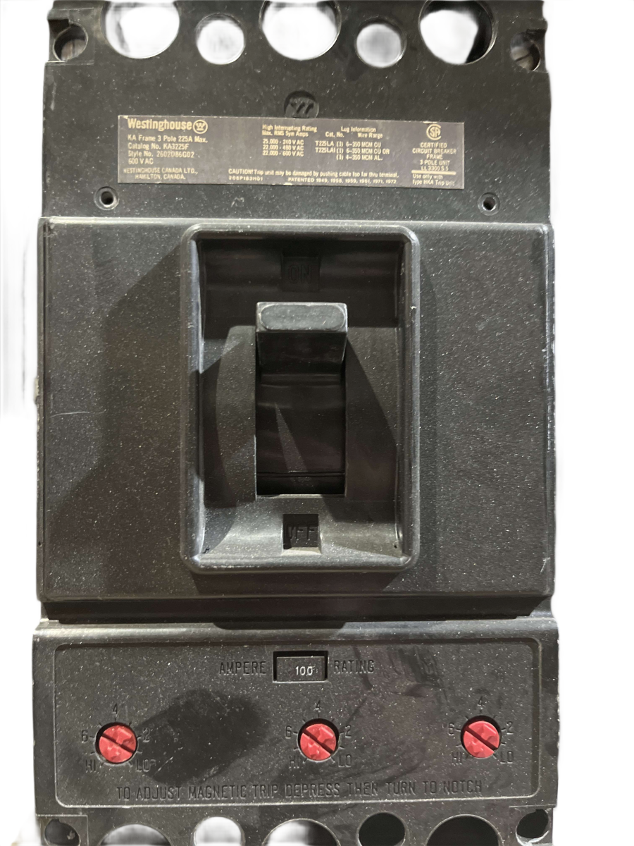 Westinghouse KA3100 Circuit Breaker β 100A, 3-Pole, 600V β KA3225F Frame