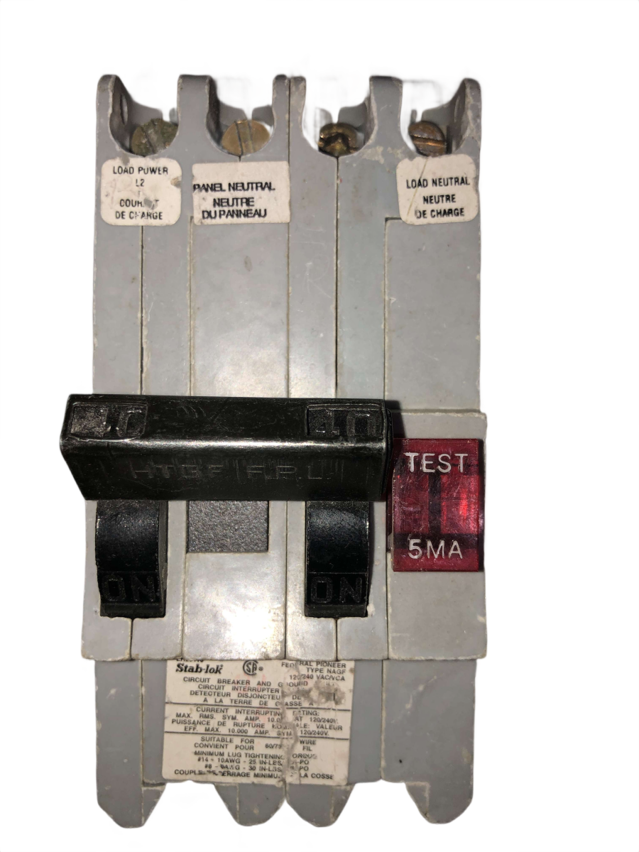 Federal Pioneer NAGF240 40A 2-Pole 120/240V 5mA GFCI Stab-Lok Plug-In Circuit Breaker