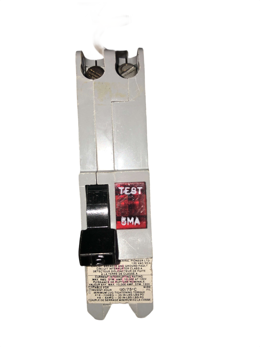 Federal Pioneer NAGF15FC 15A 1-Pole 120V 5mA GFCI Stab-Lok Plug-In Circuit Breaker