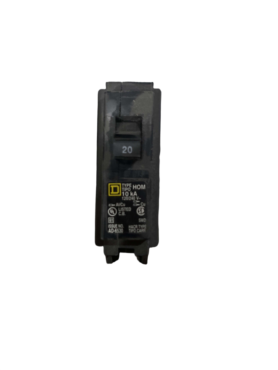Square D Homeline CHOM120 20A 1-Pole Plug-In Circuit Breaker