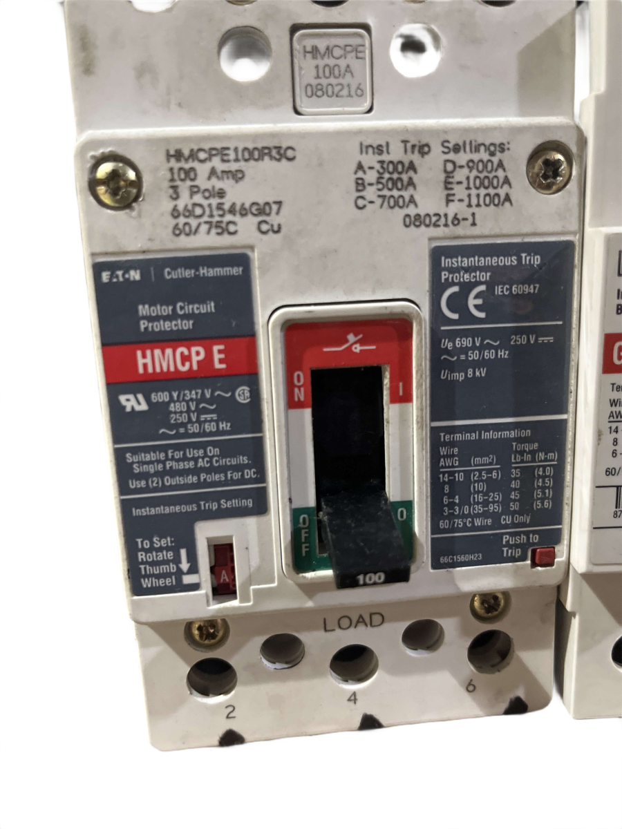 Eaton Cutler-Hammer HMCPE100R3C 100A 3-Pole 600Y/347V Adjustable Motor Circuit Protector