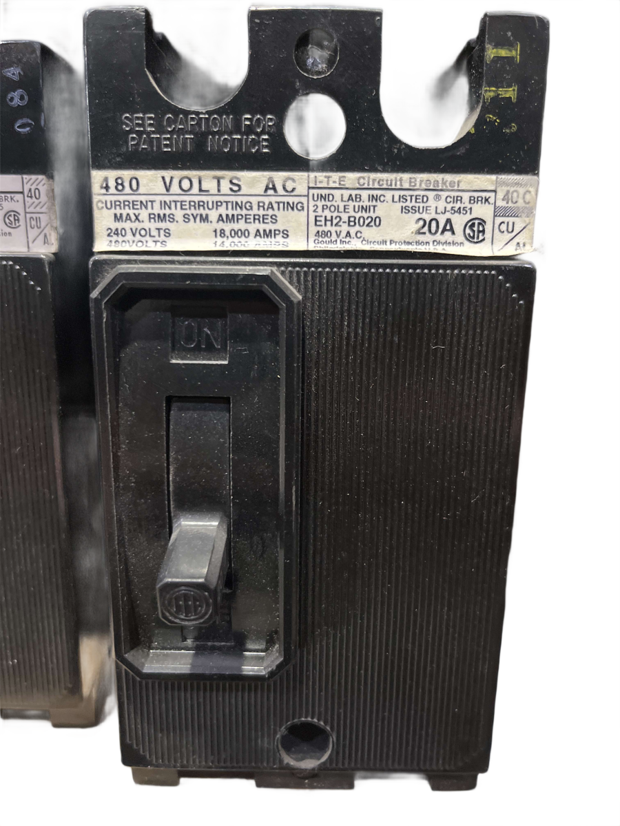 ITE/Siemens EH2-B020 20A 2-Pole 480V Bolt-On Molded-Case Circuit Breaker
