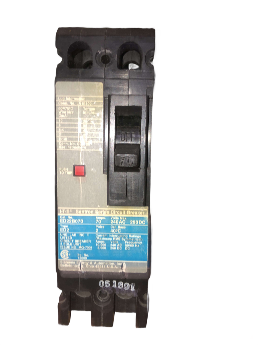 Siemens ED22B070 Sentron Circuit Breaker – 70A, 2-Pole, 240V