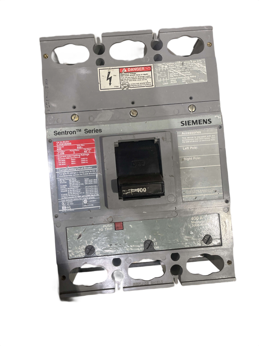 Siemens CJD63B400 Sentron Current-Limiting Circuit Breaker – 400A, 3-Pole, 600V, 150kA