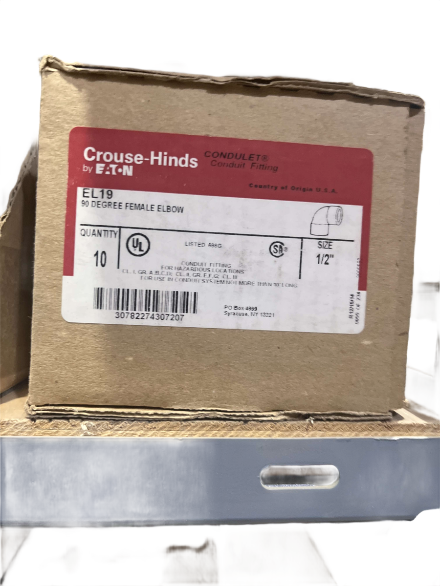 1/2" Eaton Crouse-Hinds EL19 Explosion-Proof 90° Female/Female Conduit Elbow