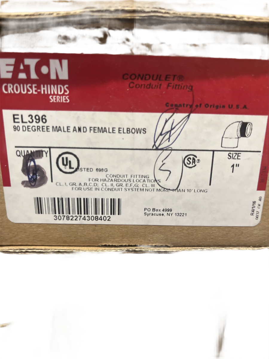 1" Eaton Crouse-Hinds EL396 Explosion-Proof 90° Male/Female Conduit Elbow