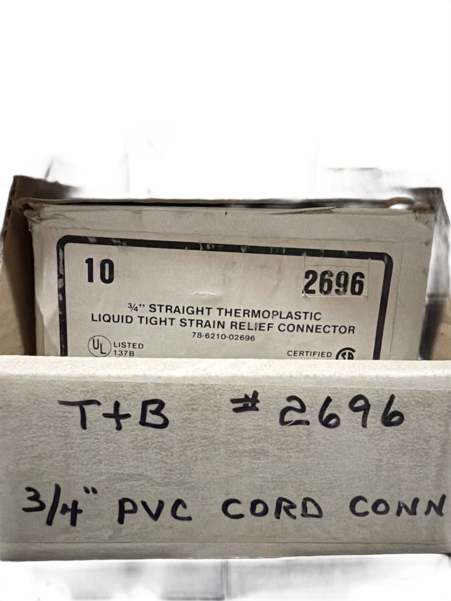 3/4" T&B 2696 Black Beauty Liquidtight Strain Relief Cord Connector β 0.770" to 0.895" Cable