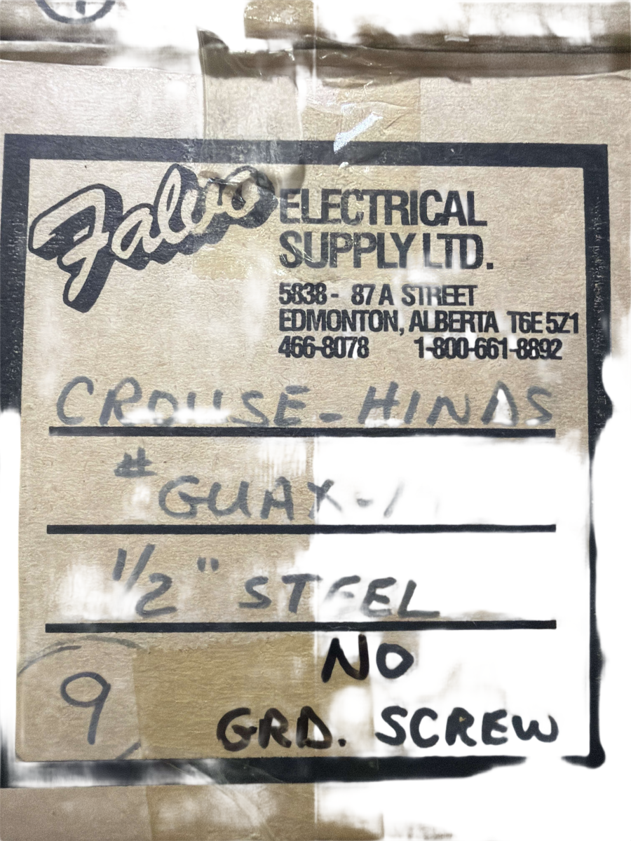 1/2" Crouse-Hinds GUAX-1 Explosion-Proof X Conduit Outlet Box – Ground Screw Missing