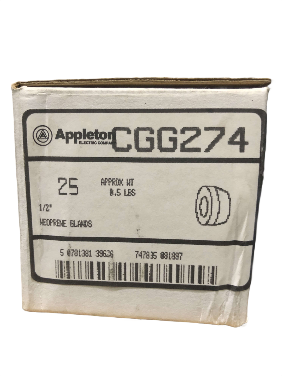 Appleton CGG274 Replacement Neoprene Cable Gland β Β½ββ
-Inch Cable Range, Box of 25