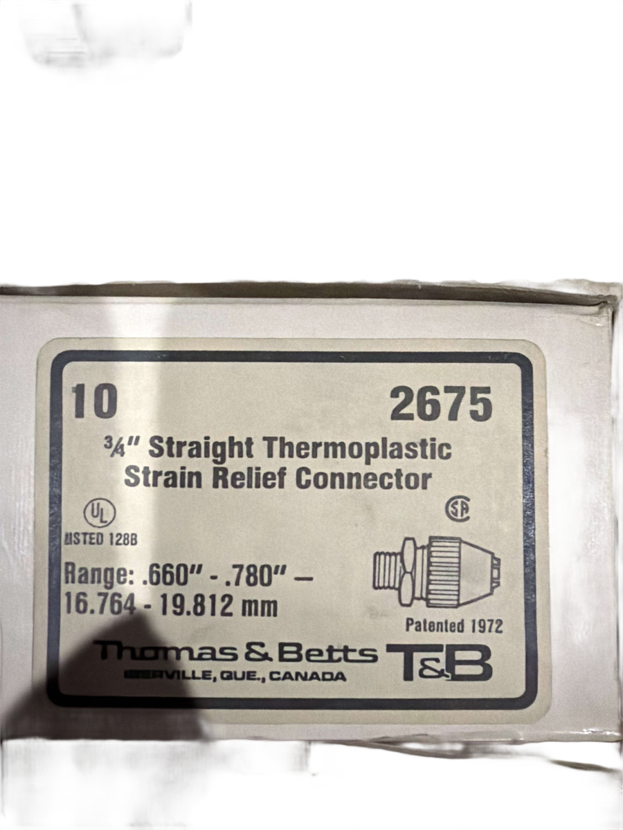 1" T&B 2675 Black Beauty Straight Nylon Liquidtight Strain Relief Connector β 0.500" to 0.625" Cable