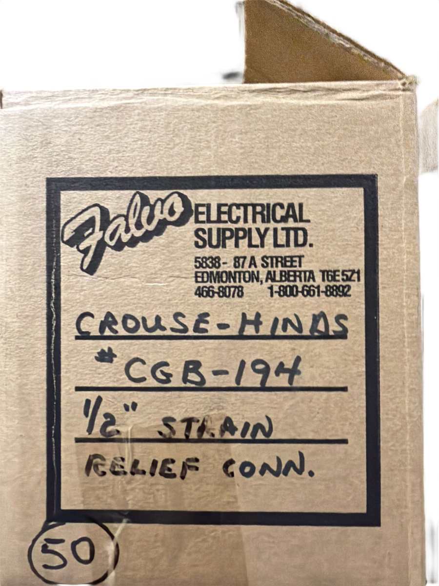 1/2" Eaton Crouse-Hinds CGB194 Straight Strain Relief Cable Gland β 0.375" to 0.500" Cable