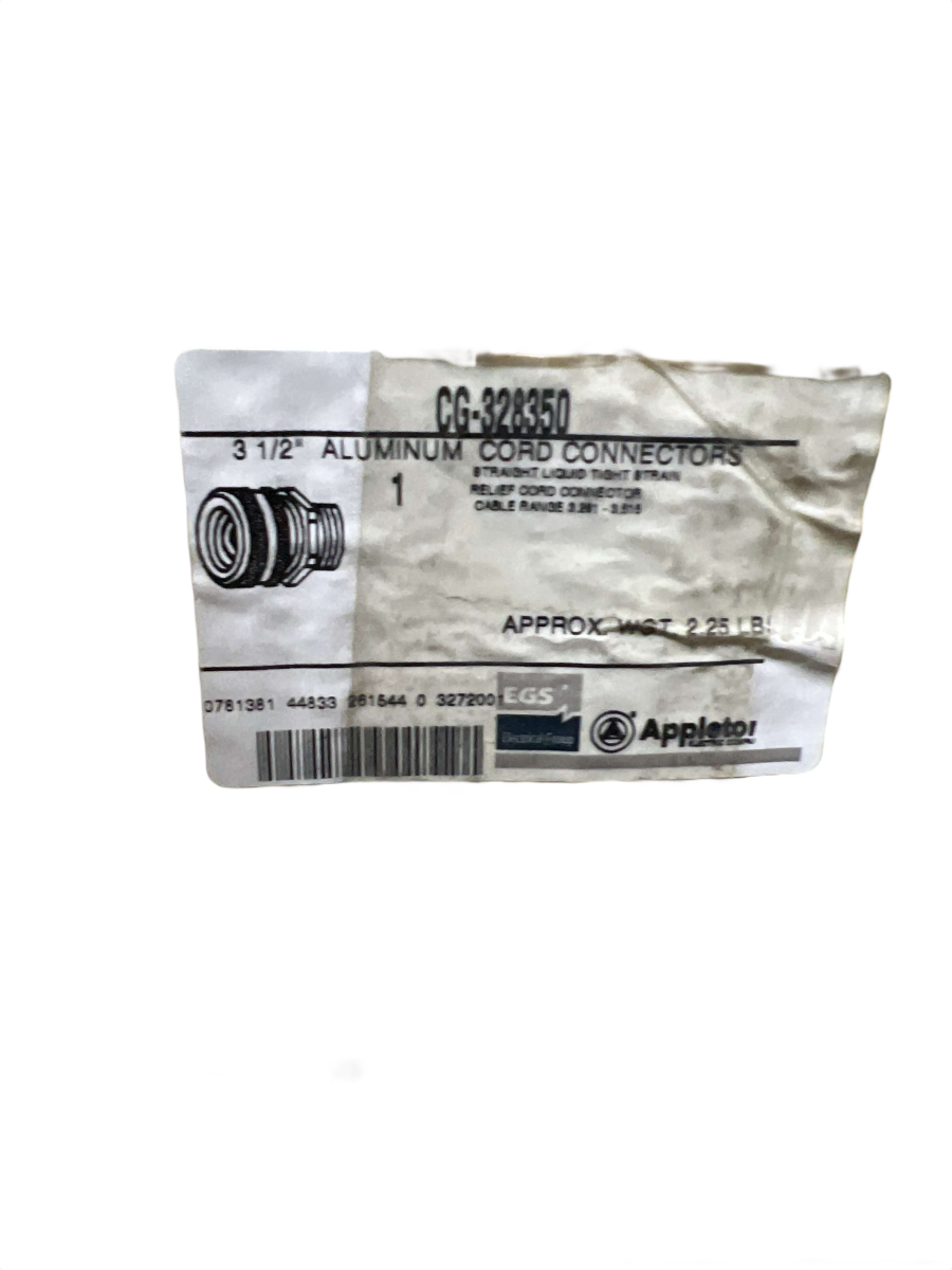 3-1/2" Appleton CG-328350 Aluminum Liquidtight Strain Relief Cord Connector β 3.281" to 3.515" Cable