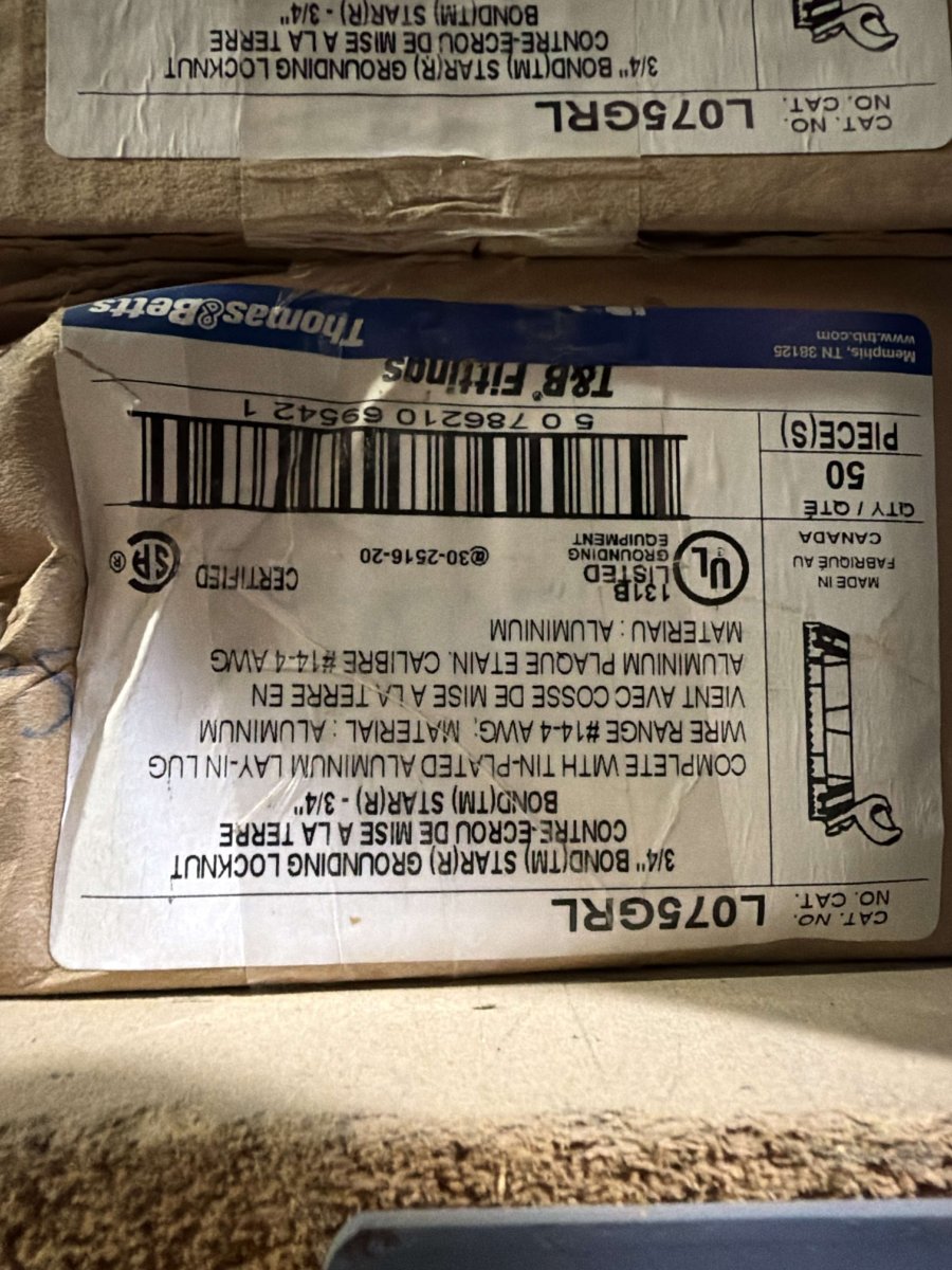 3/4" T&B L075GRL BOND STAR Grounding Locknut with Lay-In Lug
