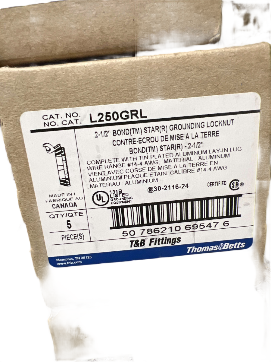 2-1/2" T&B L250GRL BOND STAR Grounding Locknut with Lay-In Lug