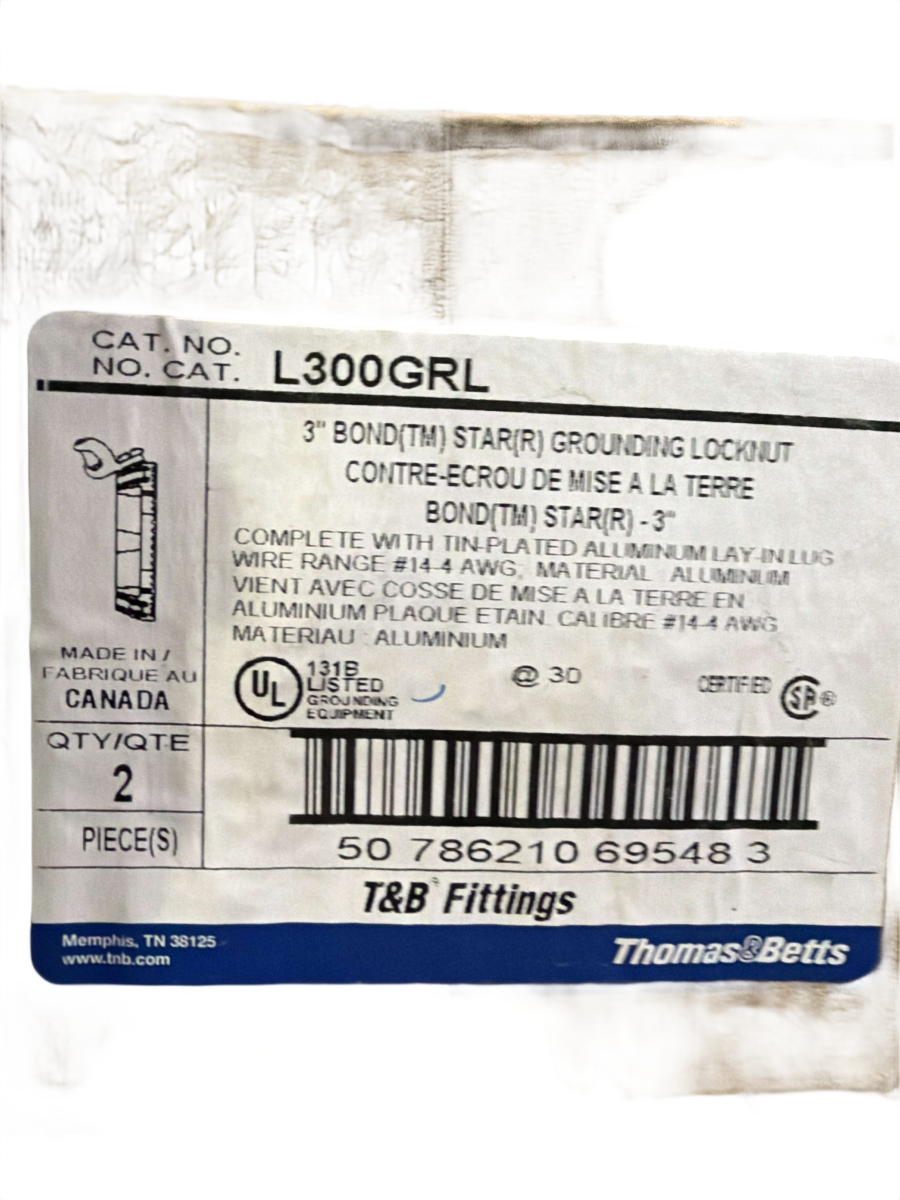 3" T&B L300GRL BOND STAR Grounding Locknut with Lay-In Lug