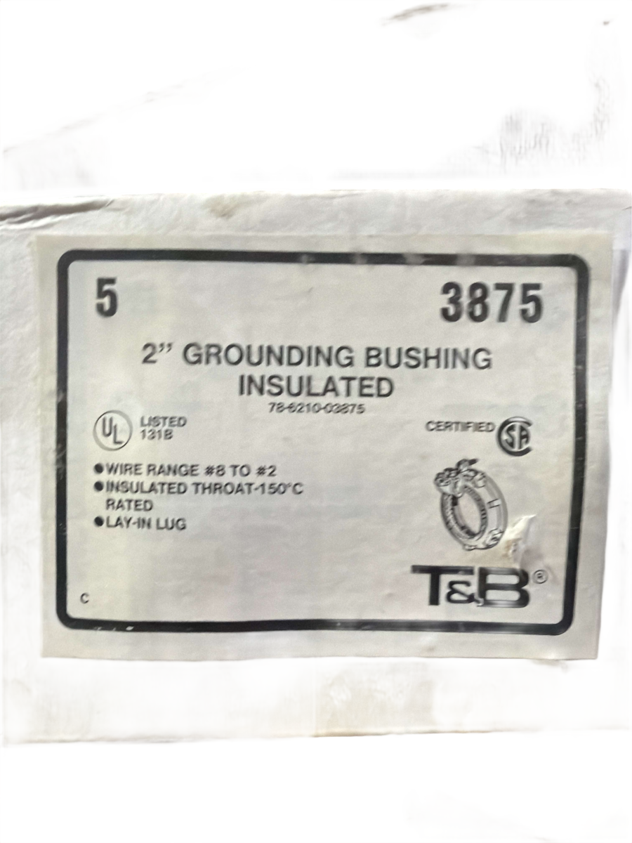 2" T&B 3875 Insulated Grounding Bushing with Lay-In Lug – #14 to #4 AWG
