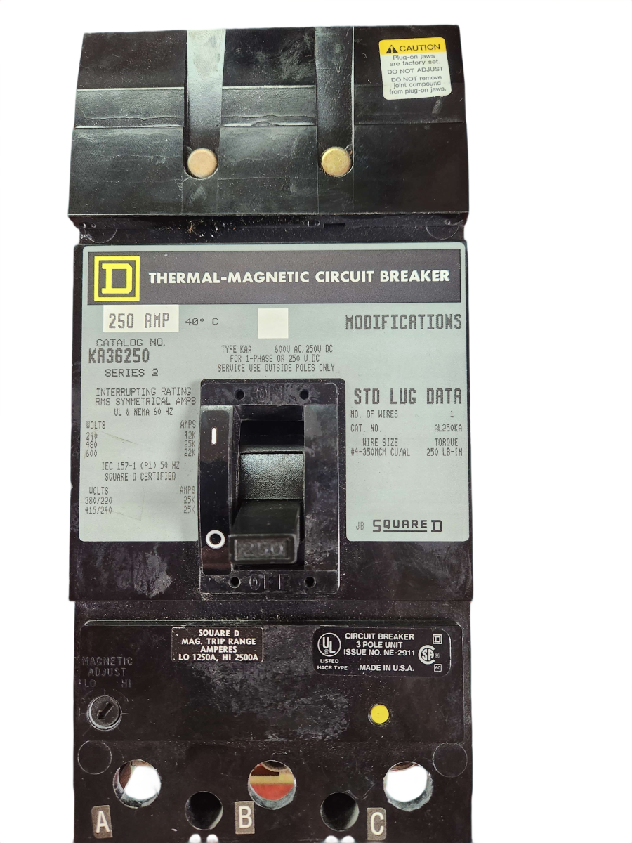 Square D KA36250 I-Line Circuit Breaker – 250A, 3-Pole, 600V
